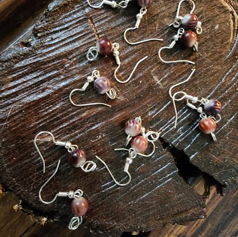 Handmade Earrings for Ladies, Women, Girls, Orangish Red Black Striped b…